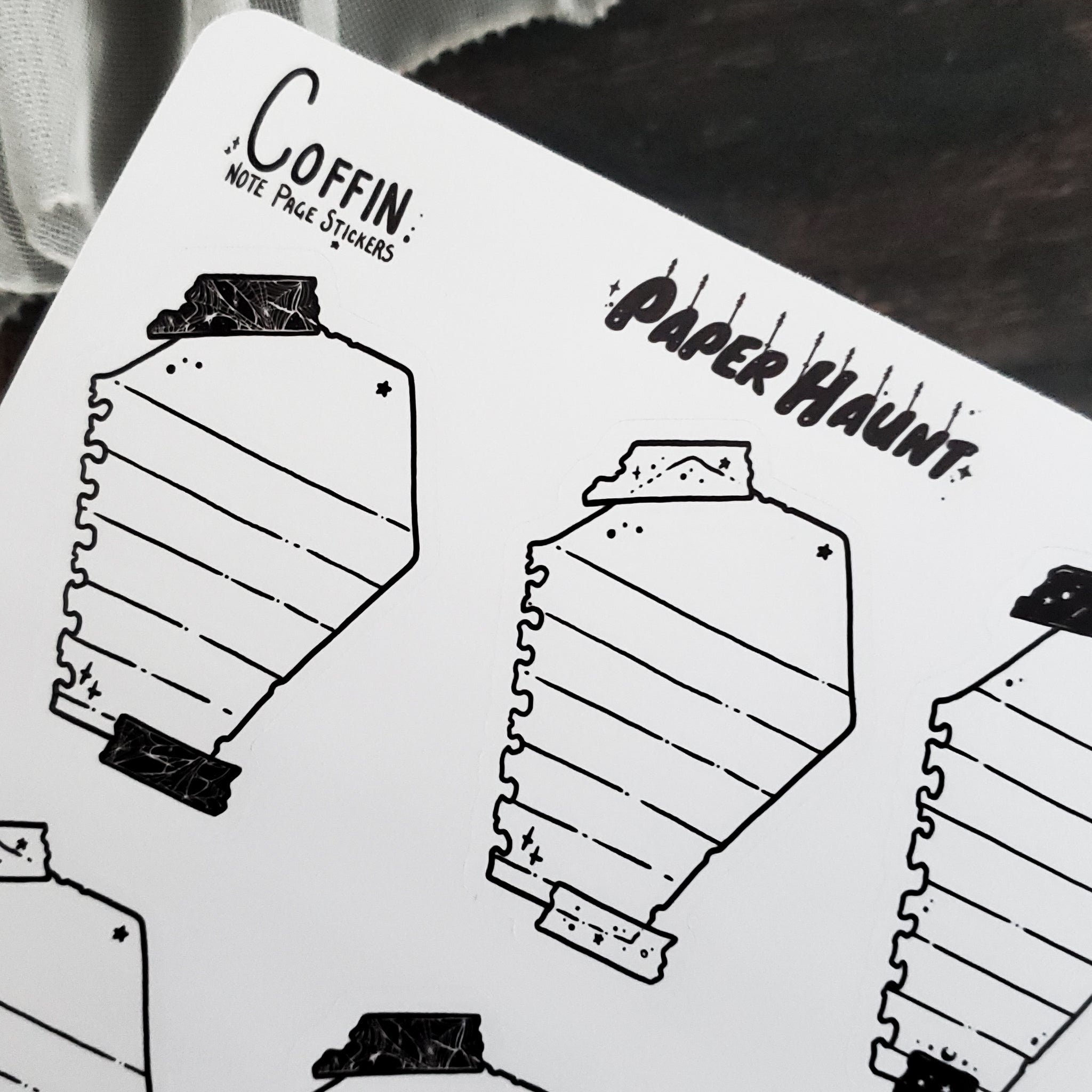 Coffin Note Page Planner Boxes Sticker Sheet