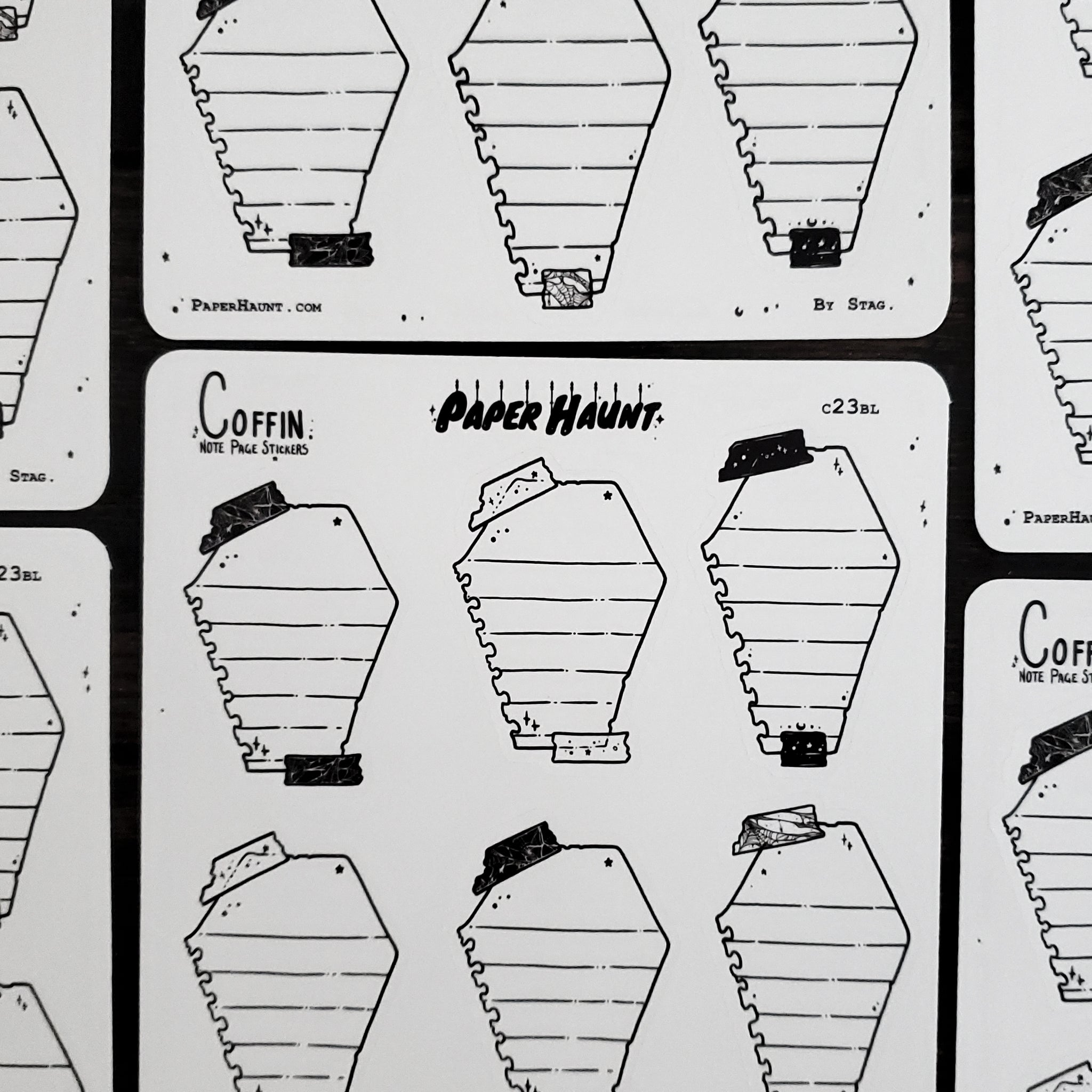 Coffin Note Page Planner Boxes Sticker Sheet