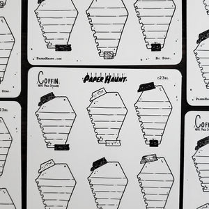 Coffin Note Page Planner Boxes Sticker Sheet