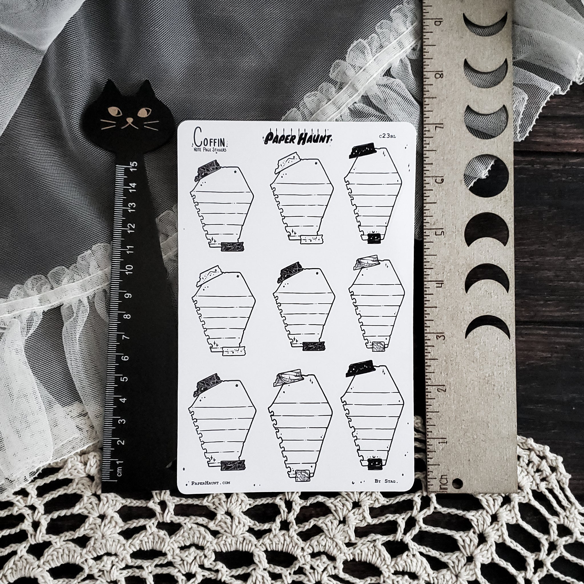 Coffin Note Page Planner Boxes Sticker Sheet