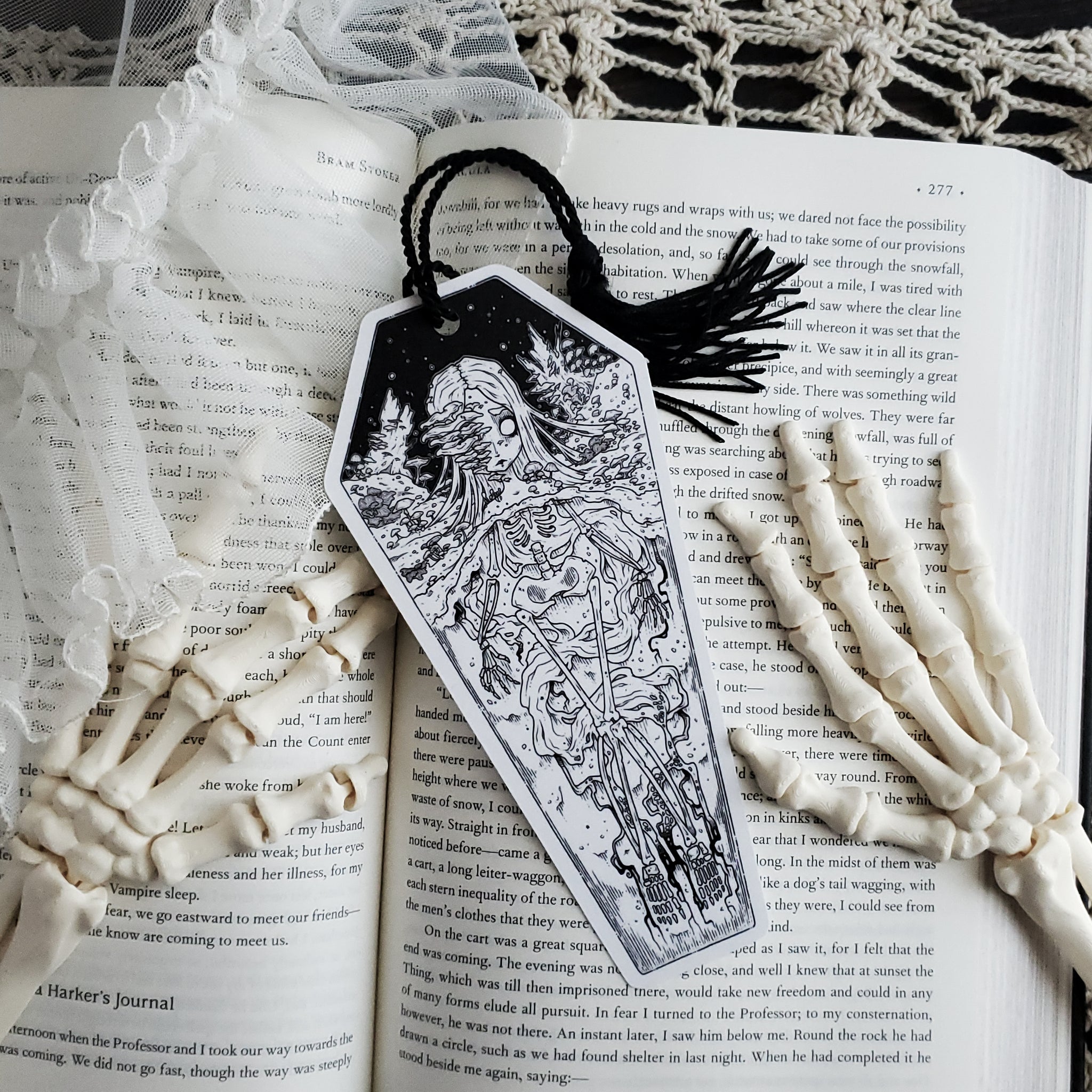 Skeleton Coffin Mushroom Bookmark