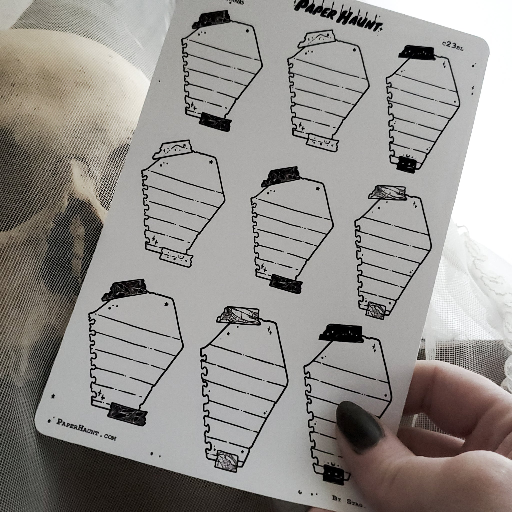 Coffin Note Page Planner Boxes Sticker Sheet