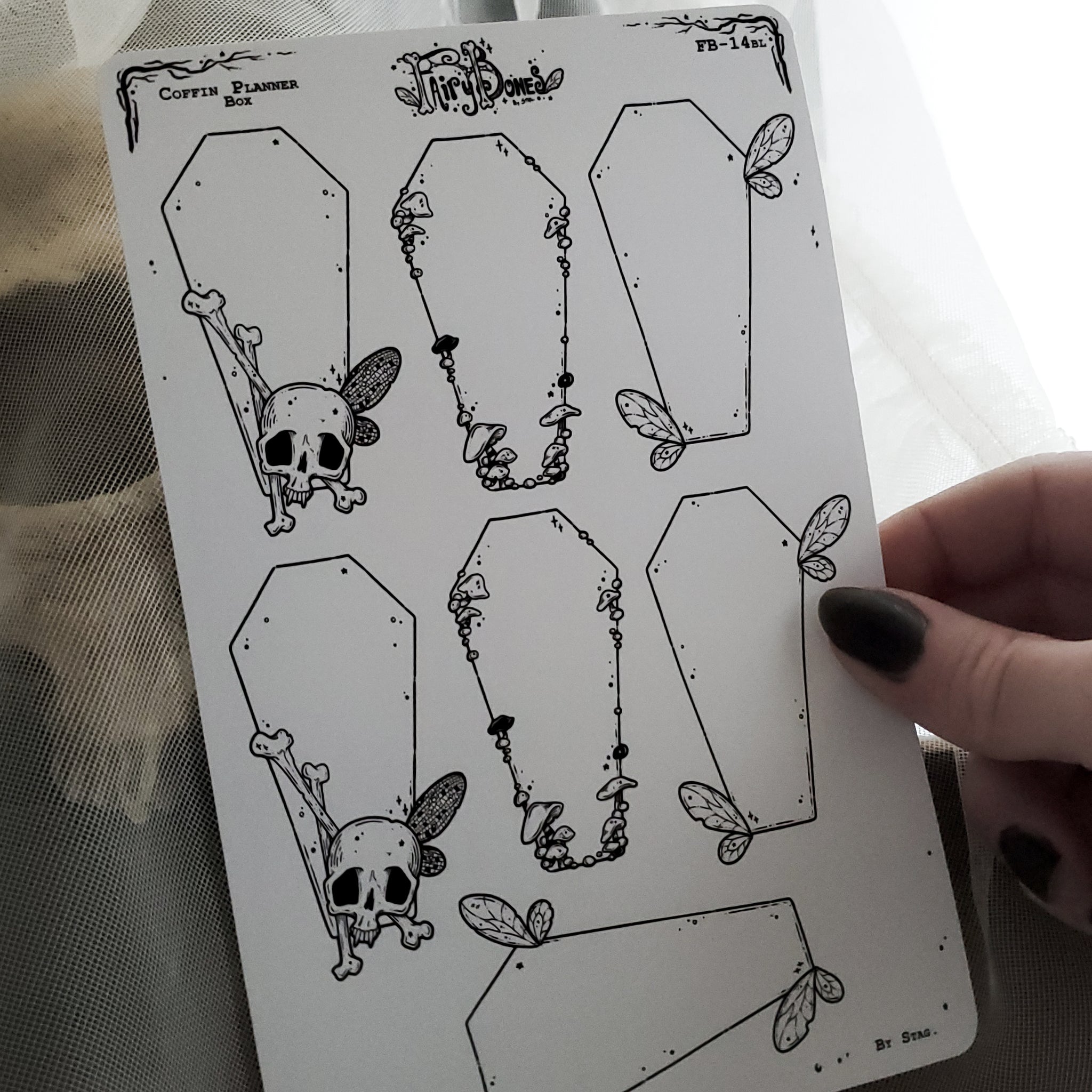 Coffin Fairy Planner Boxes Sticker Sheet