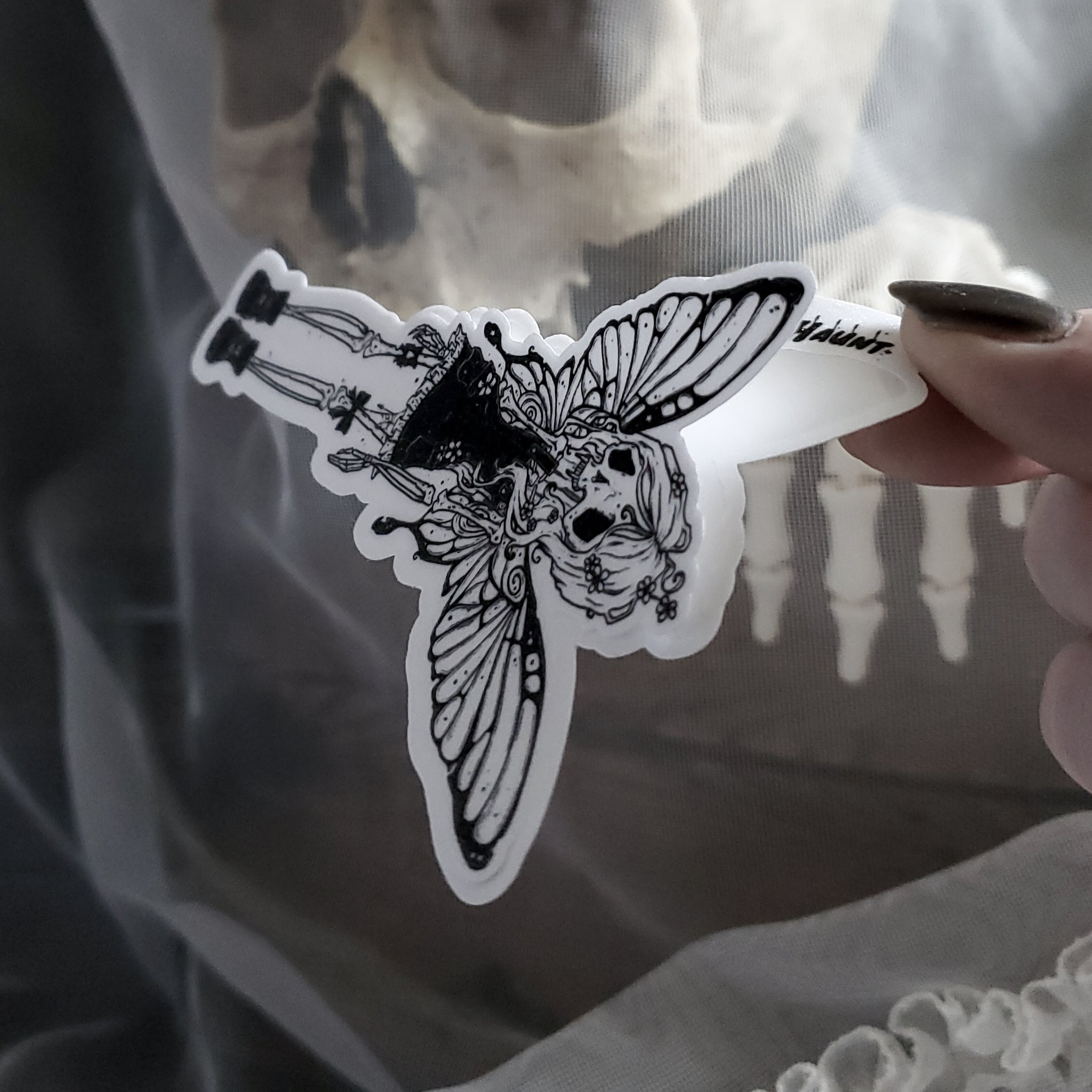 Flutter Bones Fairy Skeleton Sticker