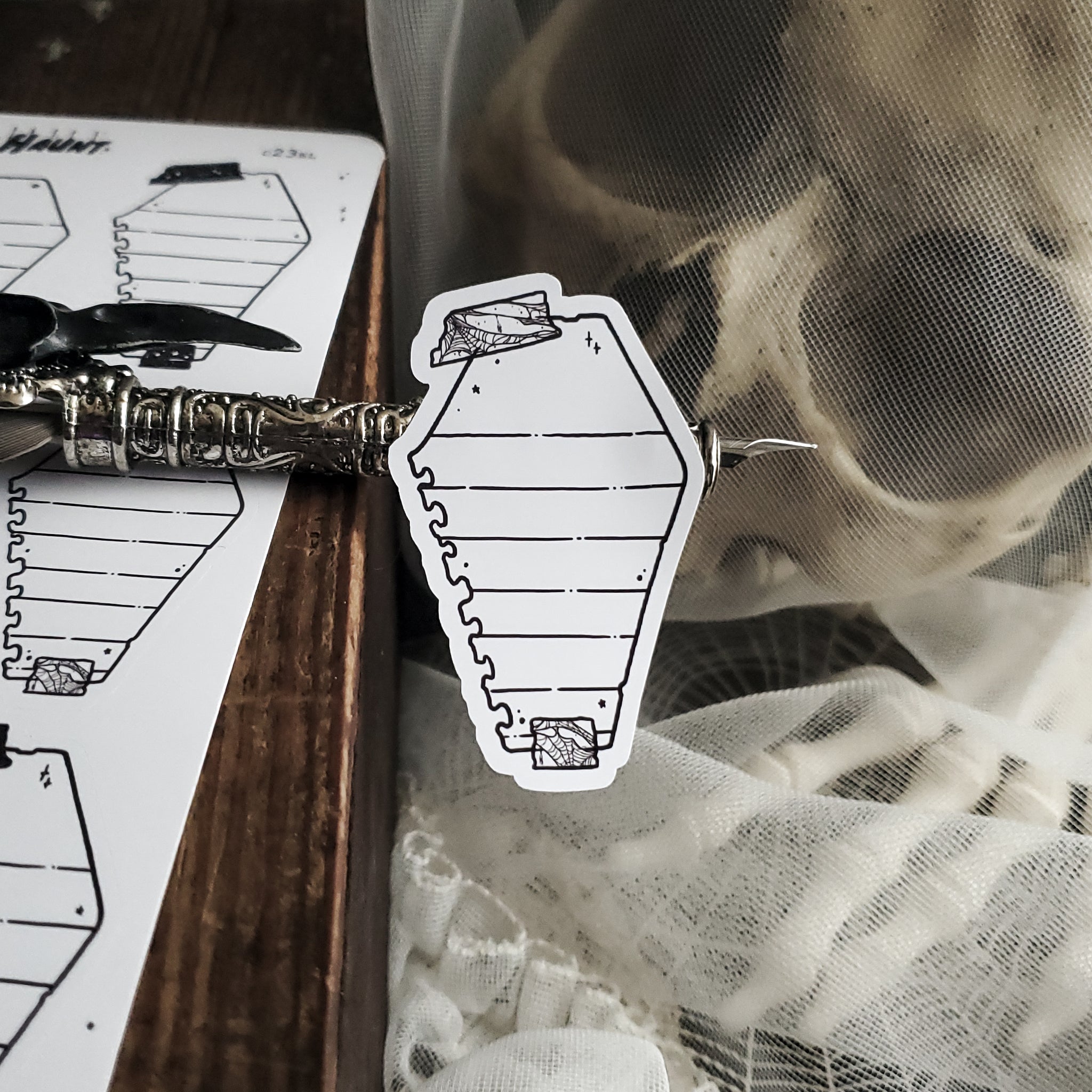 Coffin Note Page Planner Boxes Sticker Sheet