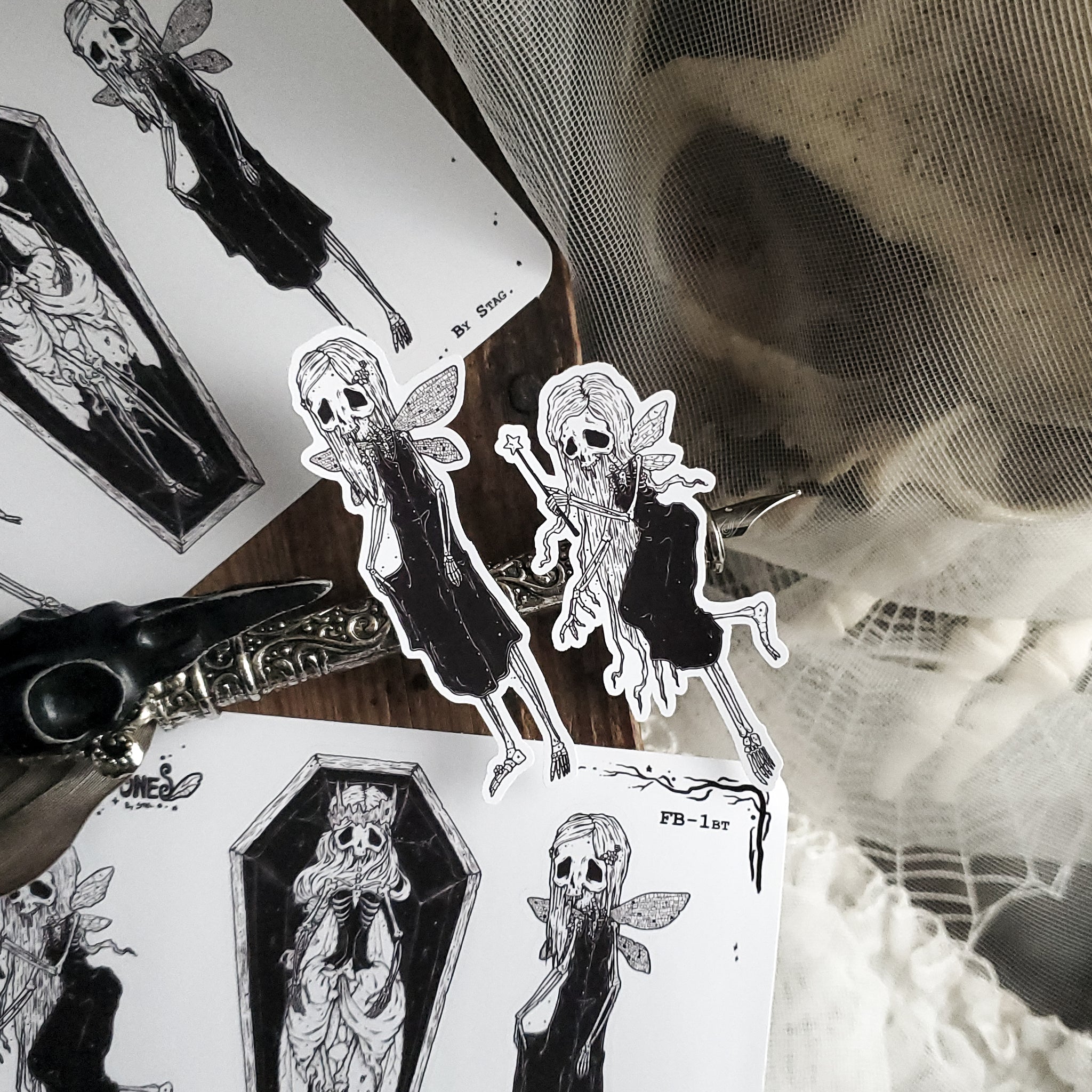 Sparkle Bones Fairy Skeleton STICKER Sheet