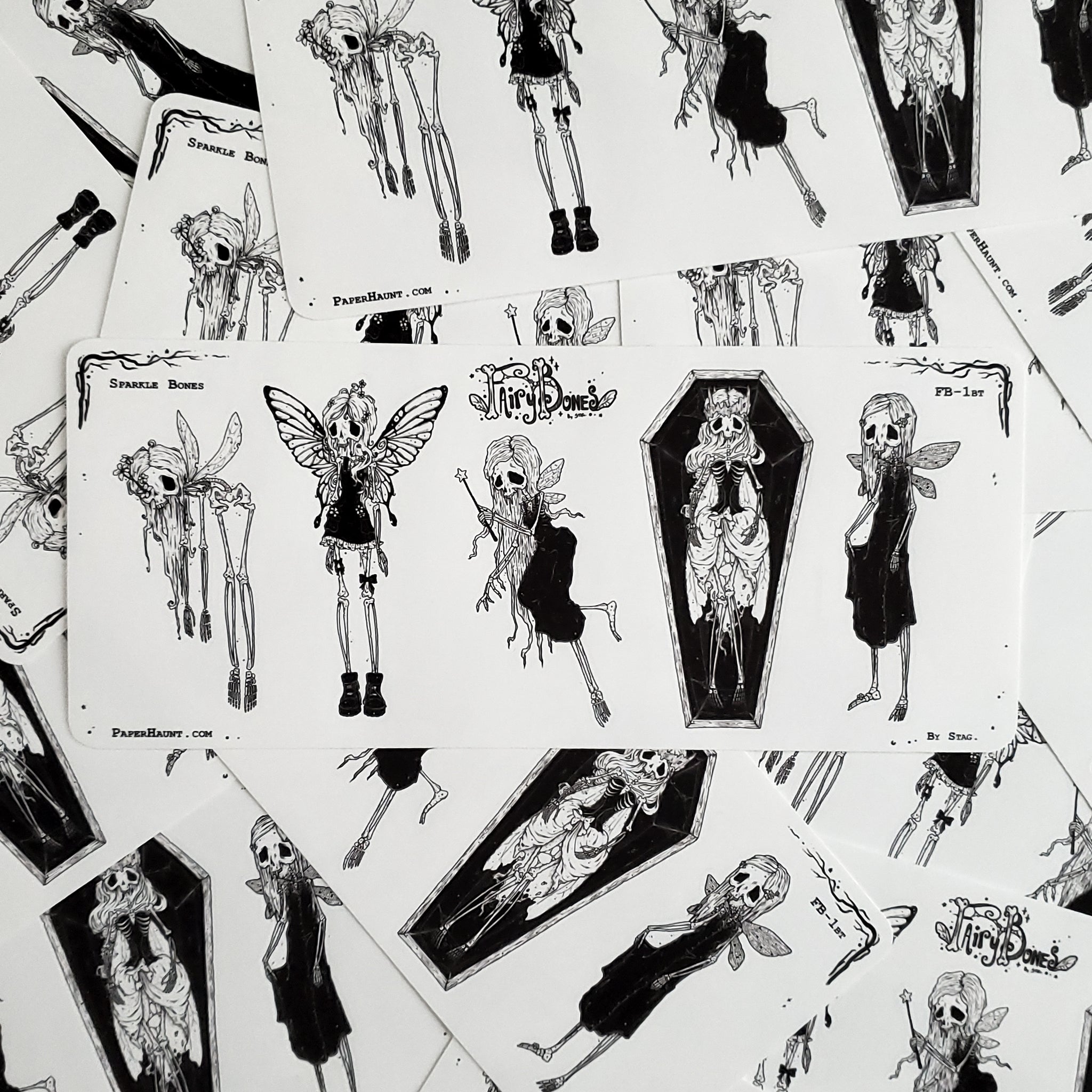 Sparkle Bones Fairy Skeleton STICKER Sheet