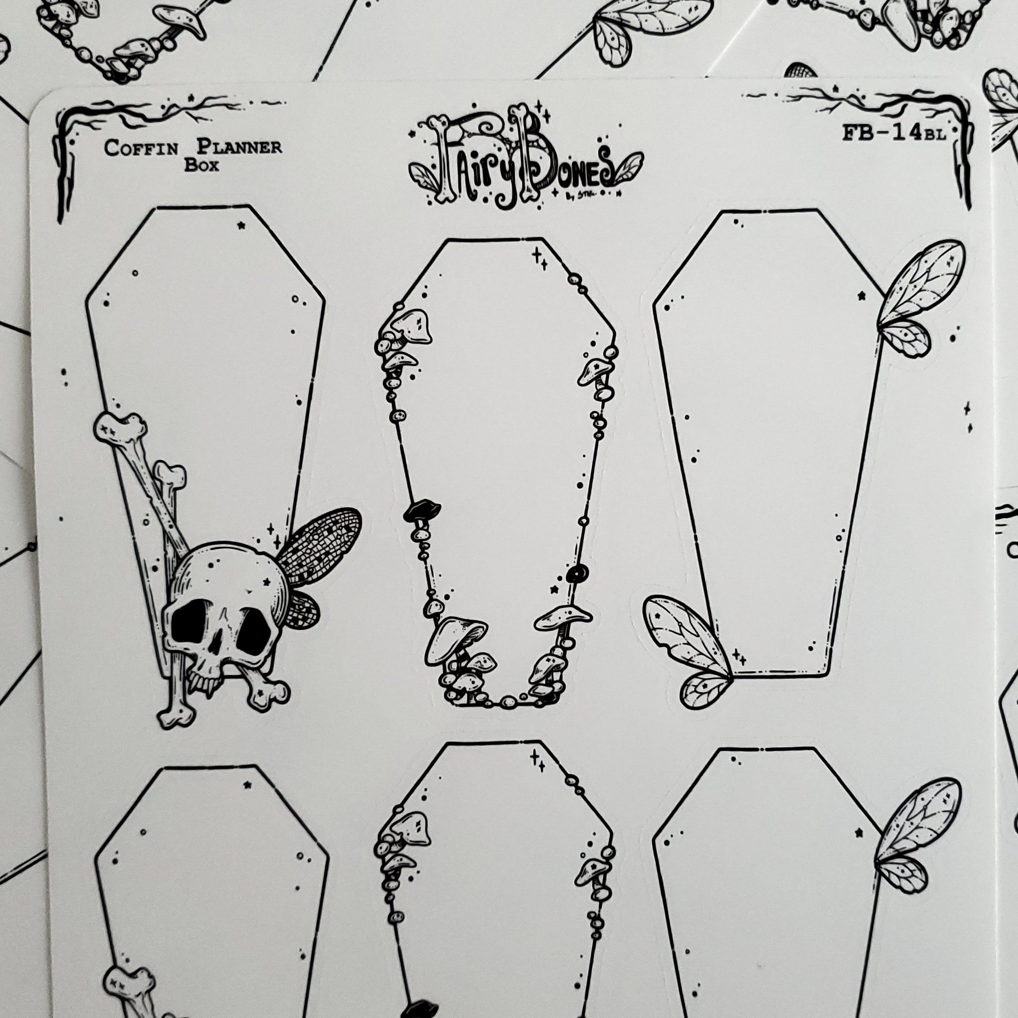 Coffin Fairy Planner Boxes Sticker Sheet