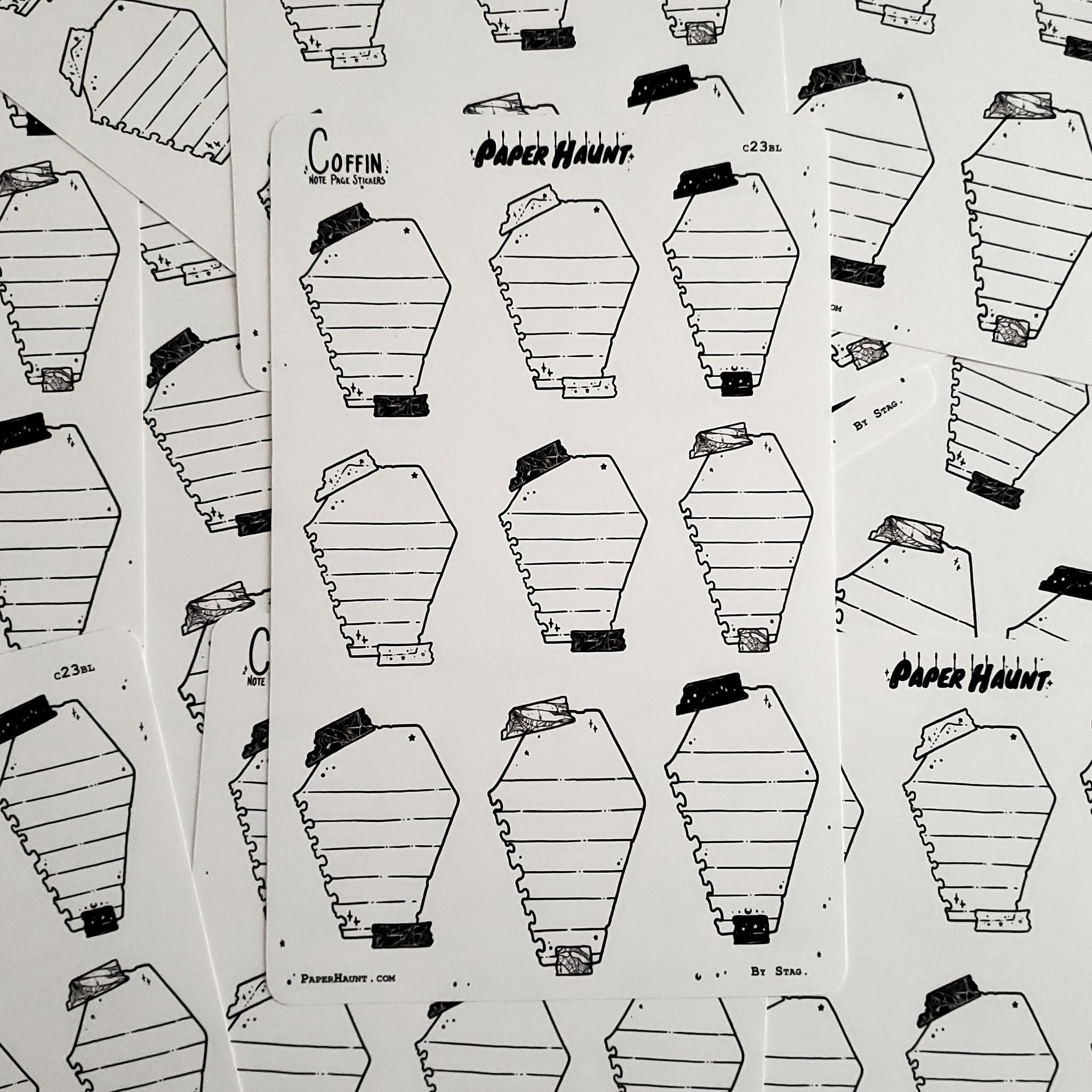 Coffin Note Page Planner Boxes Sticker Sheet