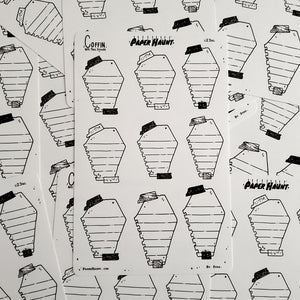Coffin Note Page Planner Boxes Sticker Sheet