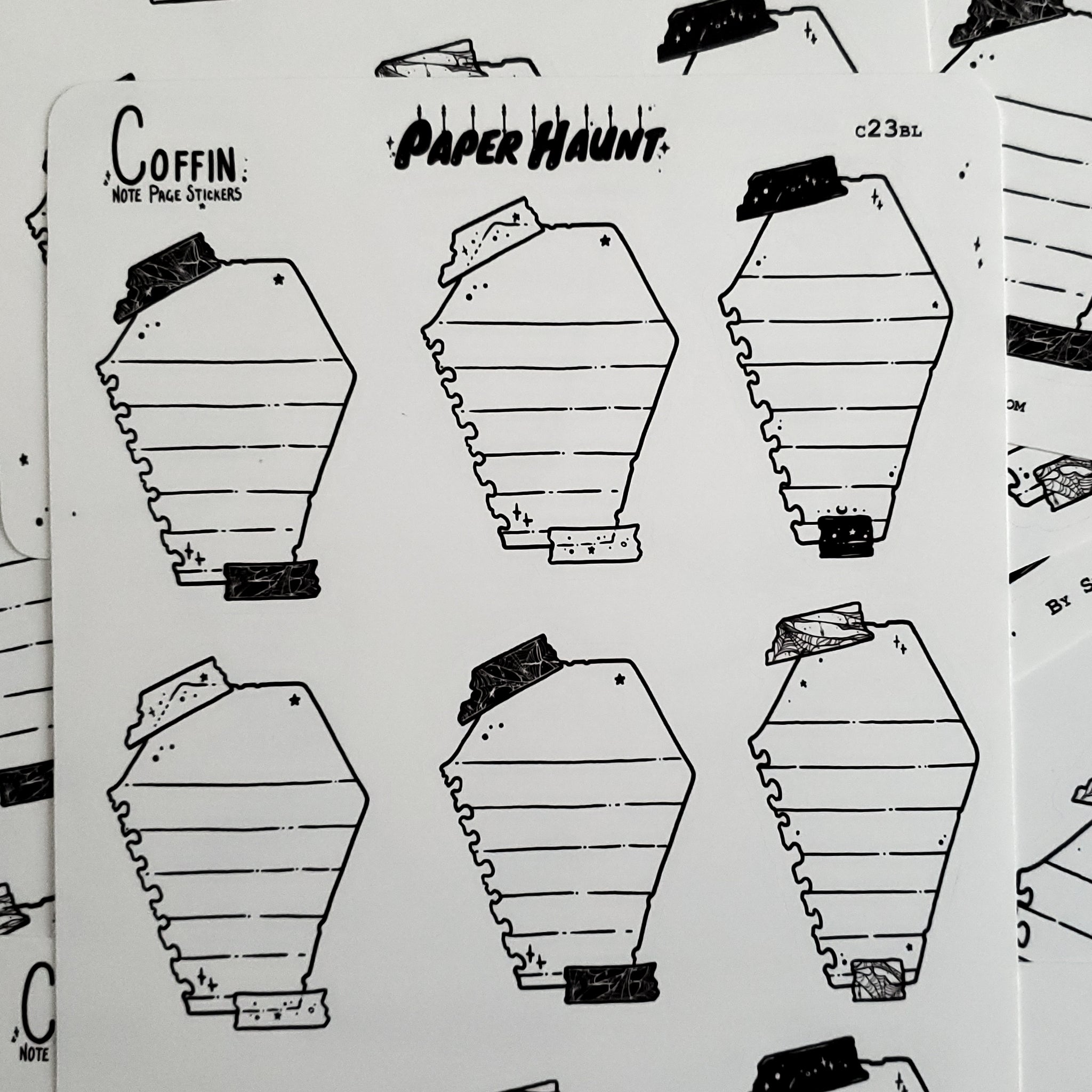 Coffin Note Page Planner Boxes Sticker Sheet
