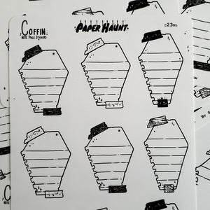 Coffin Note Page Planner Boxes Sticker Sheet