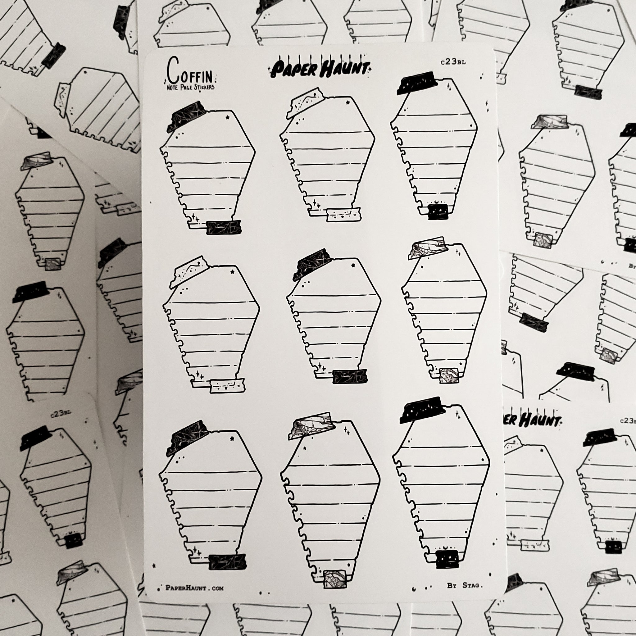 Coffin Note Page Planner Boxes Sticker Sheet
