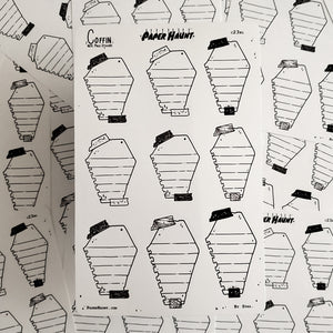 Coffin Note Page Planner Boxes Sticker Sheet
