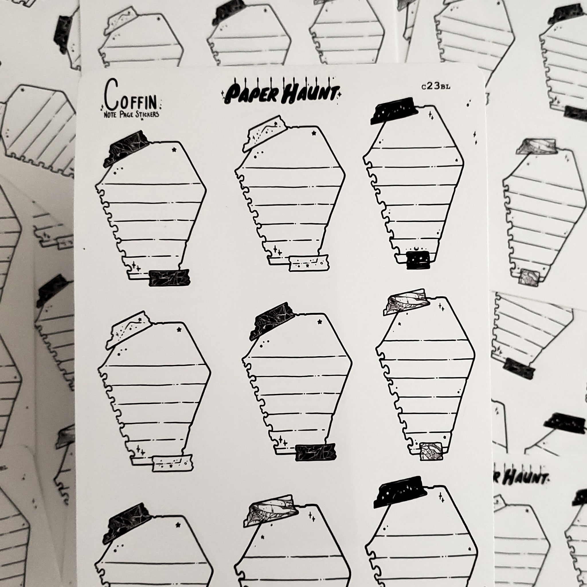 Coffin Note Page Planner Boxes Sticker Sheet