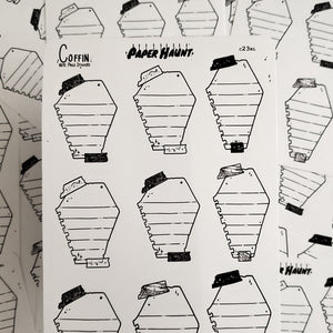 Coffin Note Page Planner Boxes Sticker Sheet