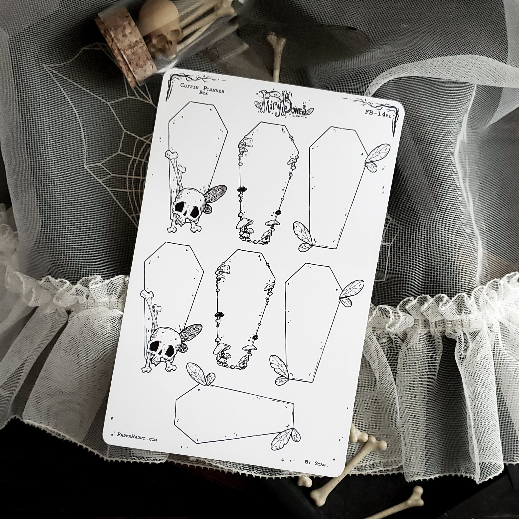 Coffin Fairy Planner Boxes Sticker Sheet