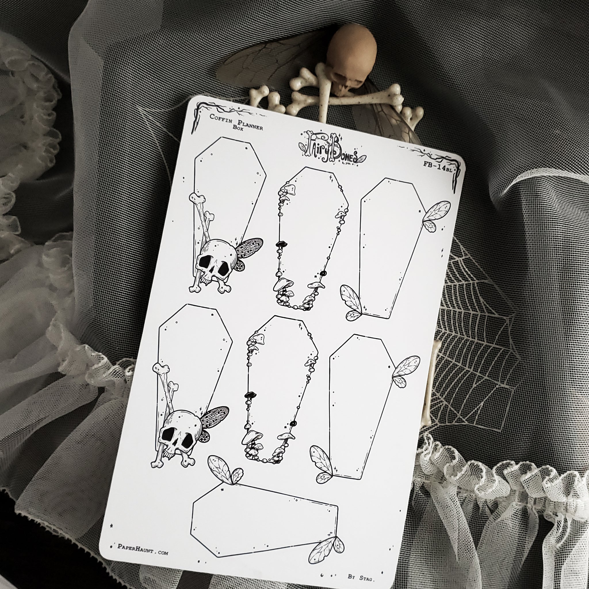 Coffin Fairy Planner Boxes Sticker Sheet