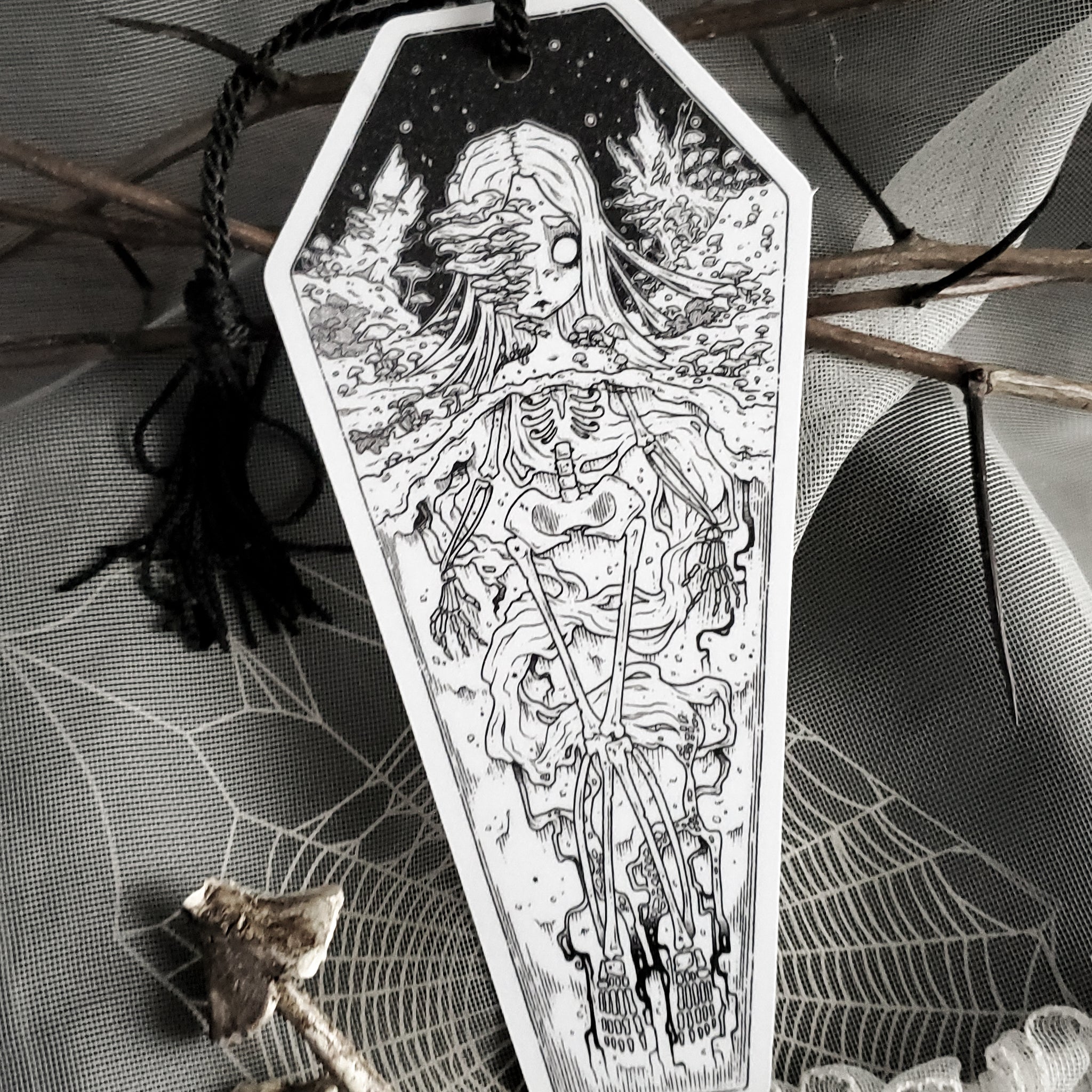 Skeleton Coffin Mushroom Bookmark