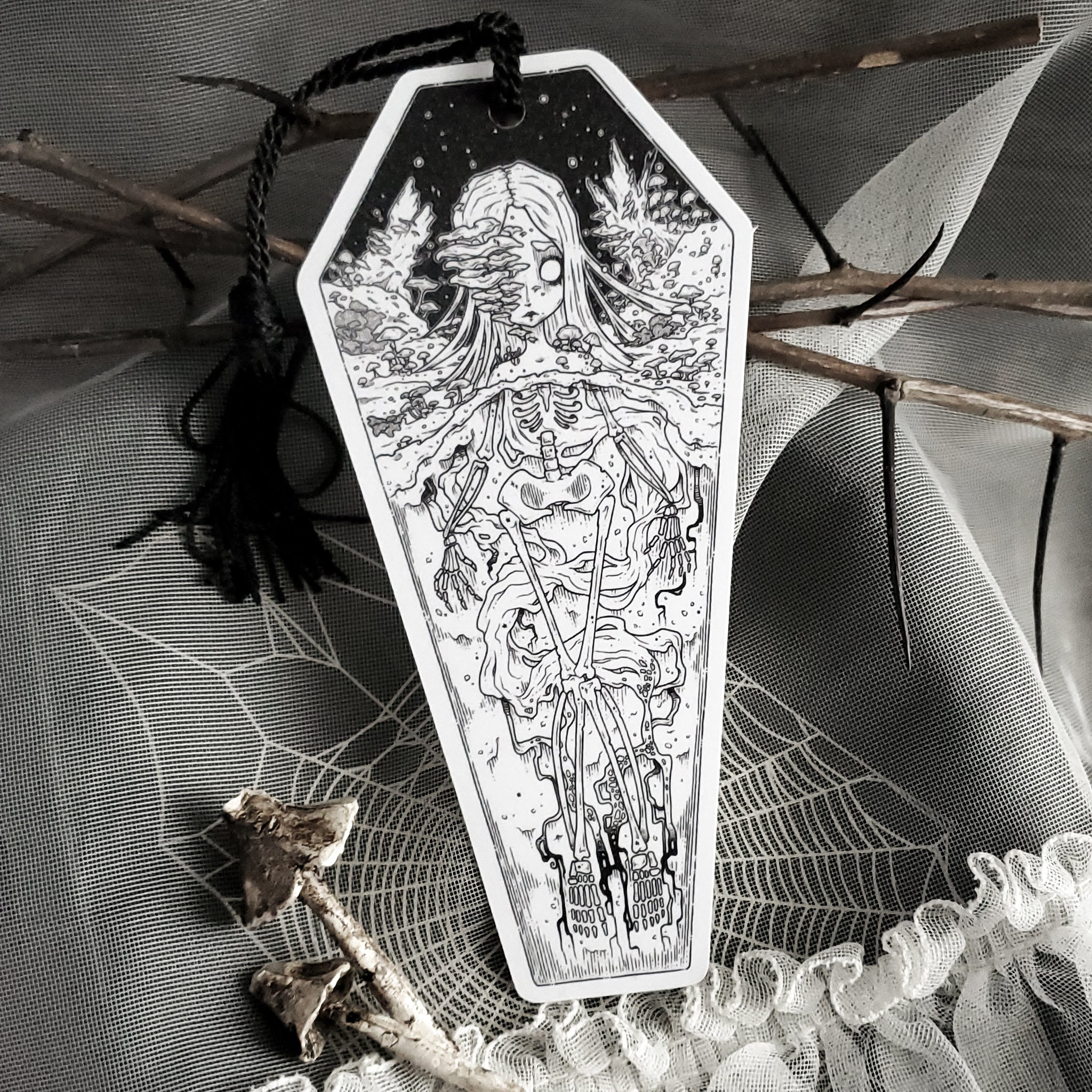 Skeleton Coffin Mushroom Bookmark