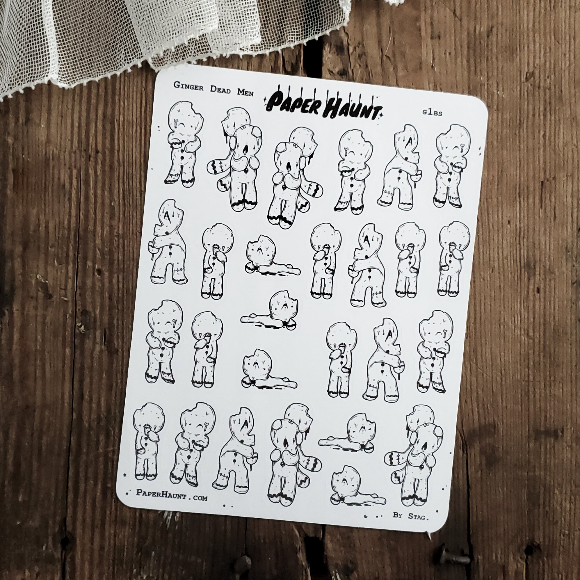 Zombie Gingerbread men STICKER sheet - Paper Haunt / White Stag Art