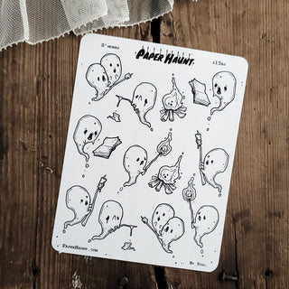 Campfire Tales Ghost sticker sheet, spooky cute - Paper Haunt / White Stag Art