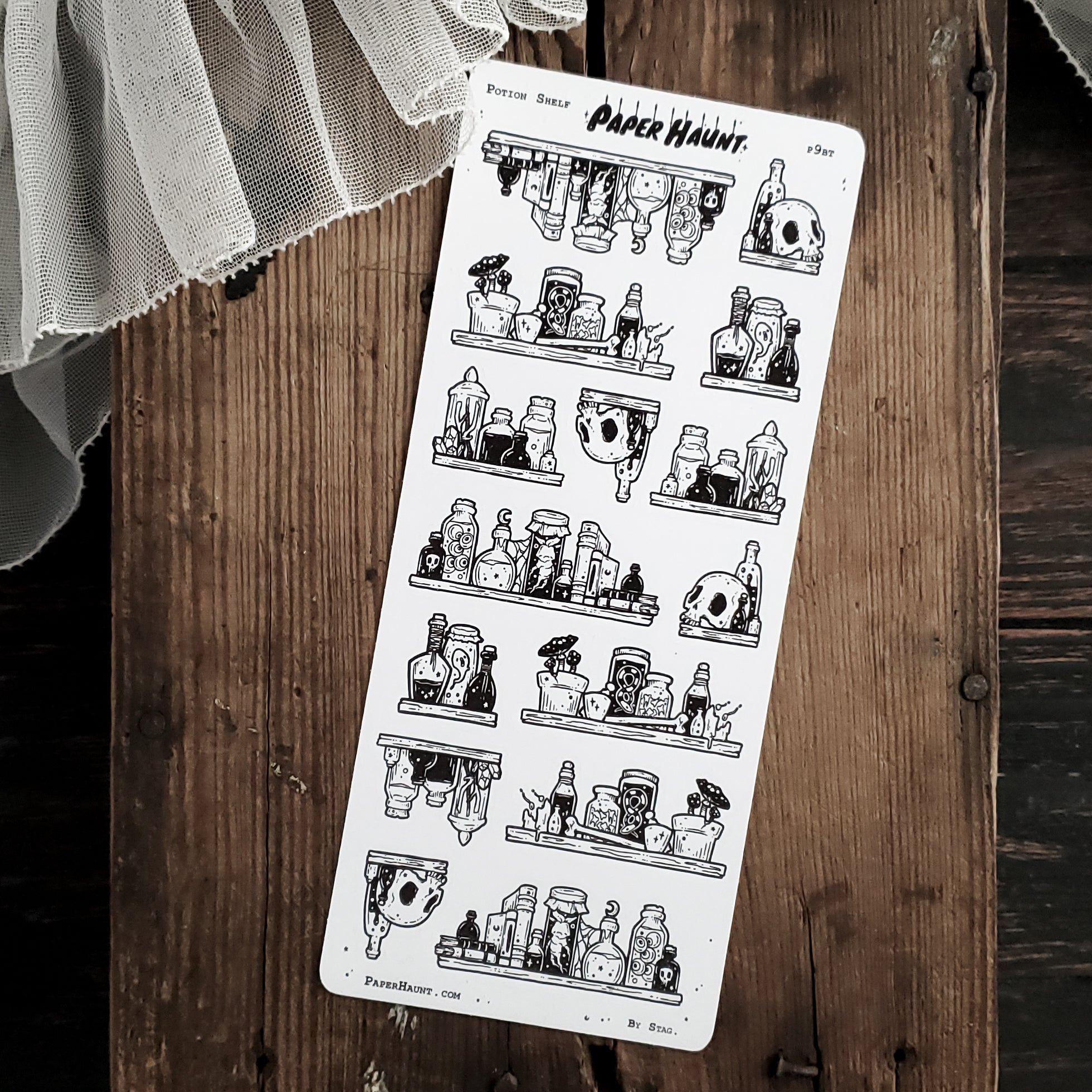 Potion Shelf STICKER sheet - Paper Haunt / White Stag Art