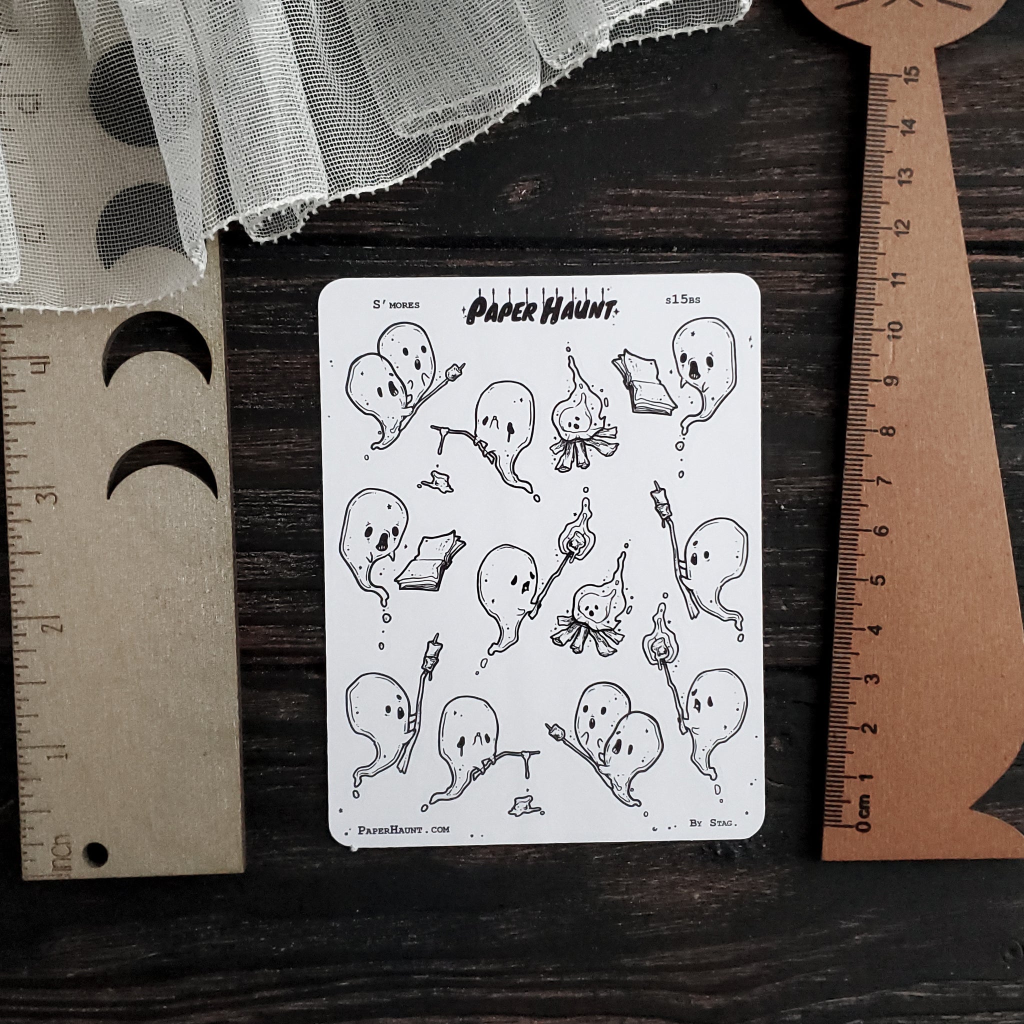 Campfire Tales Ghost sticker sheet, spooky cute - Paper Haunt / White Stag Art