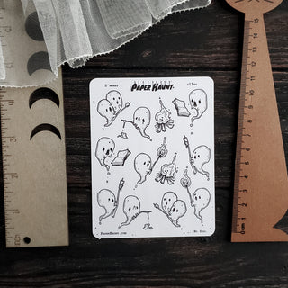 Campfire Tales Ghost sticker sheet, spooky cute - Paper Haunt / White Stag Art