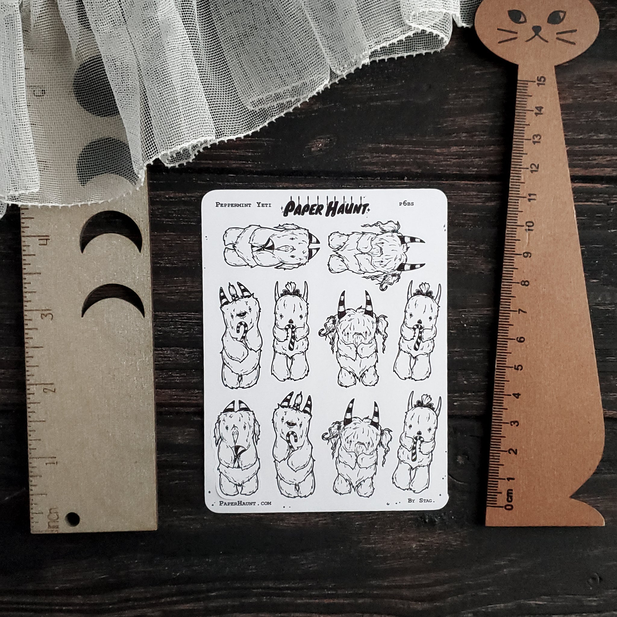 Peppermint Yeti STICKER sheet - Paper Haunt / White Stag Art