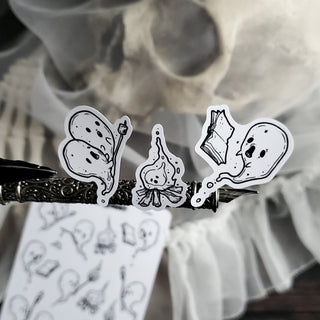 Campfire Tales Ghost sticker sheet, spooky cute - Paper Haunt / White Stag Art