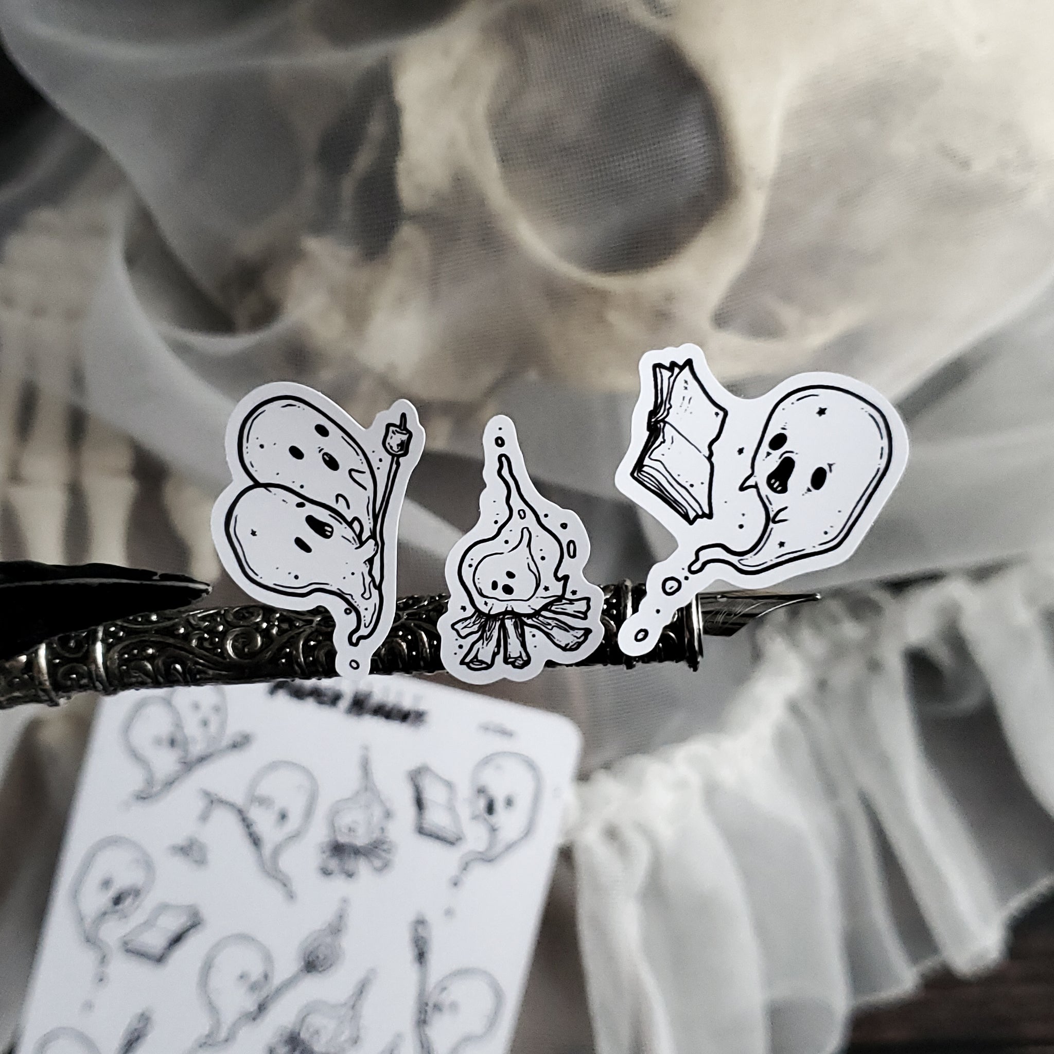 Campfire Tales Ghost sticker sheet, spooky cute - Paper Haunt / White Stag Art