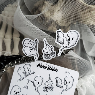 Campfire Tales Ghost sticker sheet, spooky cute - Paper Haunt / White Stag Art