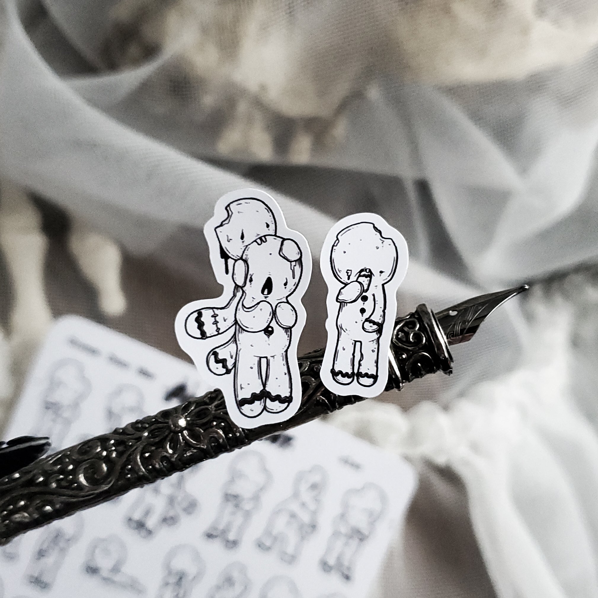 Zombie Gingerbread men STICKER sheet - Paper Haunt / White Stag Art