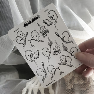 Campfire Tales Ghost sticker sheet, spooky cute - Paper Haunt / White Stag Art