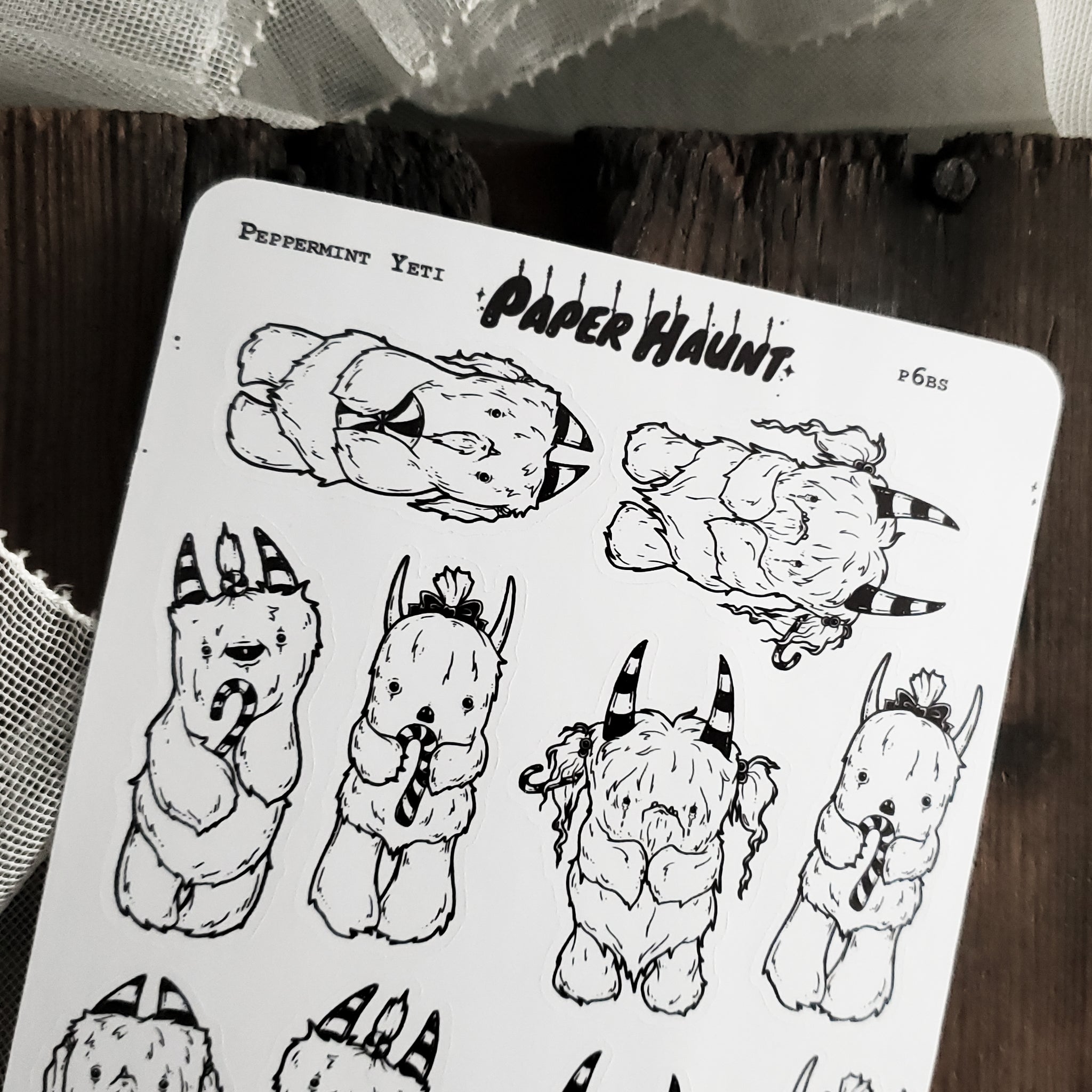 Peppermint Yeti STICKER sheet - Paper Haunt / White Stag Art