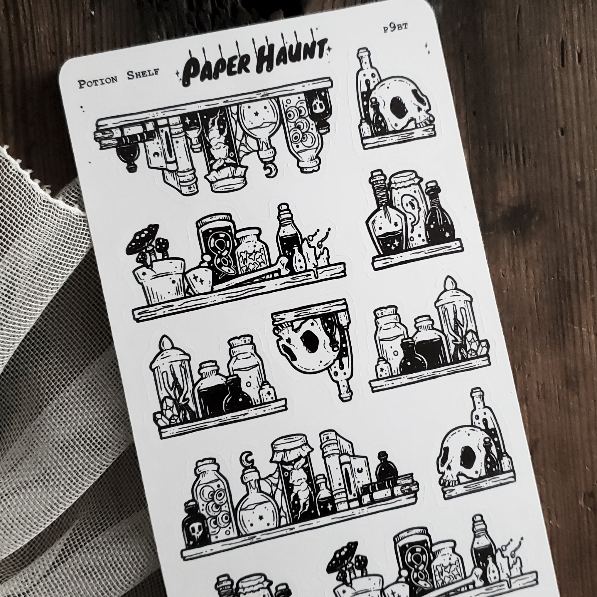 Potion Shelf STICKER sheet - Paper Haunt / White Stag Art
