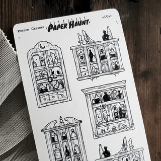 Potion Cabinet STICKER sheet - Paper Haunt / White Stag Art