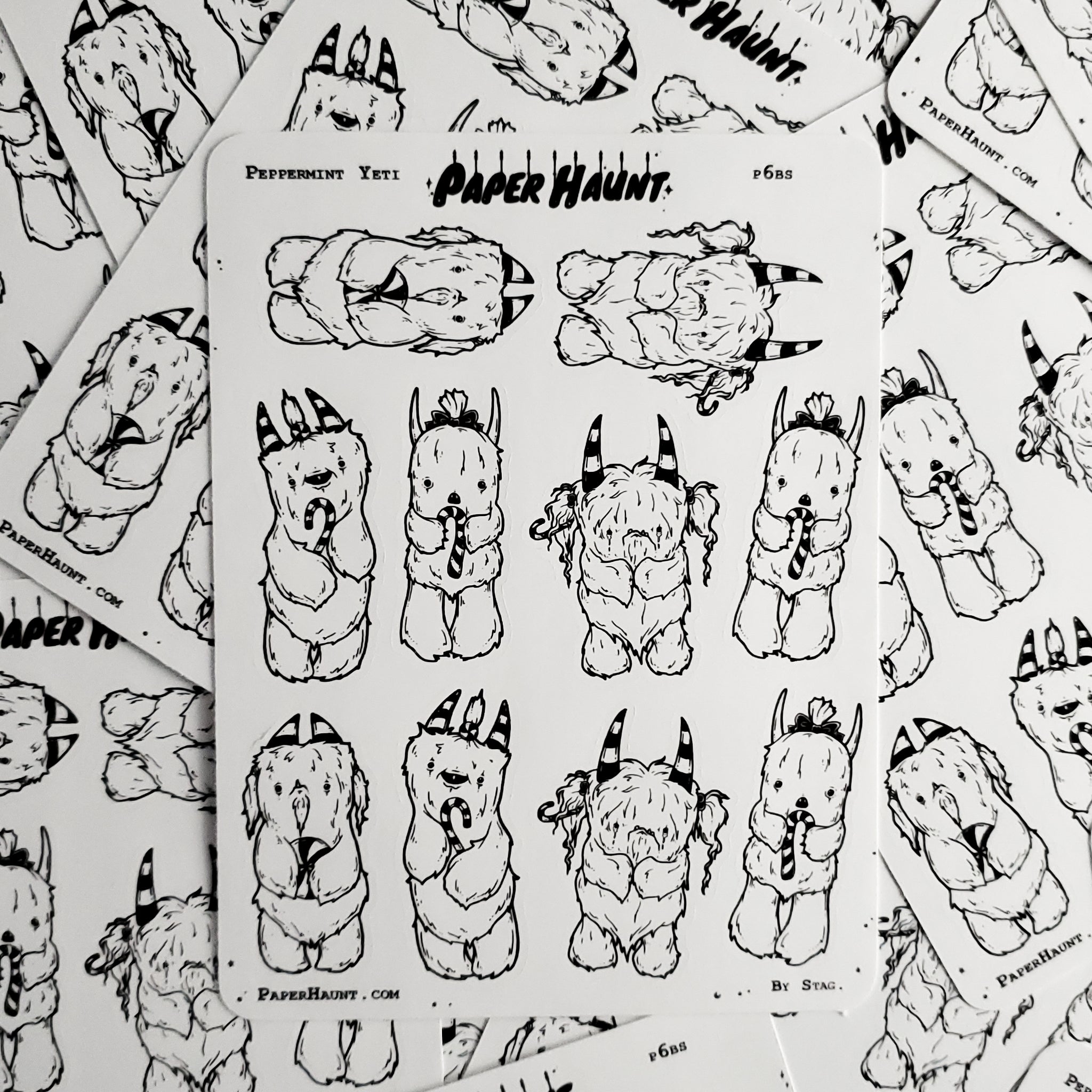 Peppermint Yeti STICKER sheet - Paper Haunt / White Stag Art