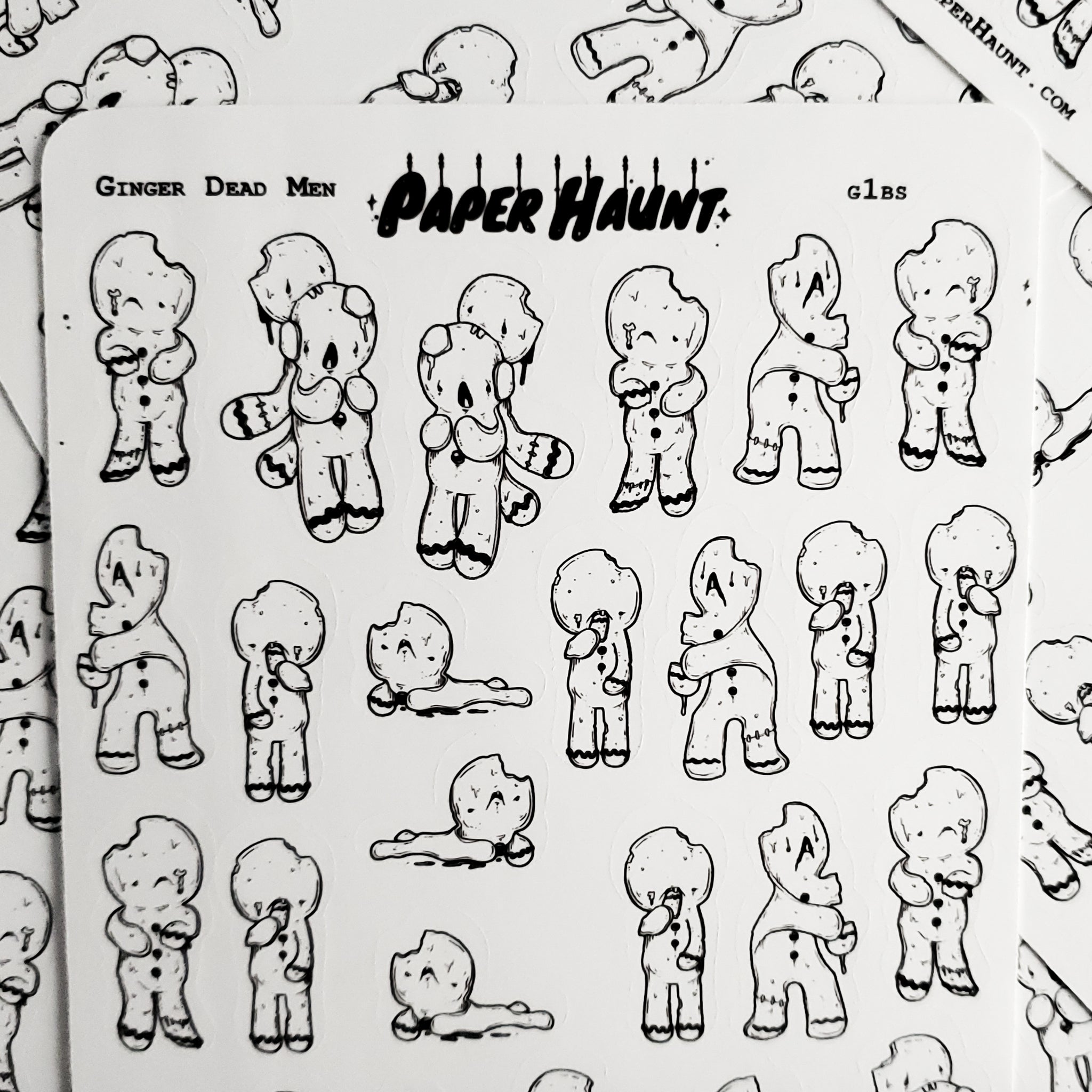Zombie Gingerbread men STICKER sheet - Paper Haunt / White Stag Art