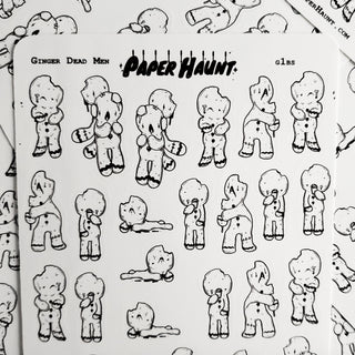 Zombie Gingerbread men STICKER sheet - Paper Haunt / White Stag Art