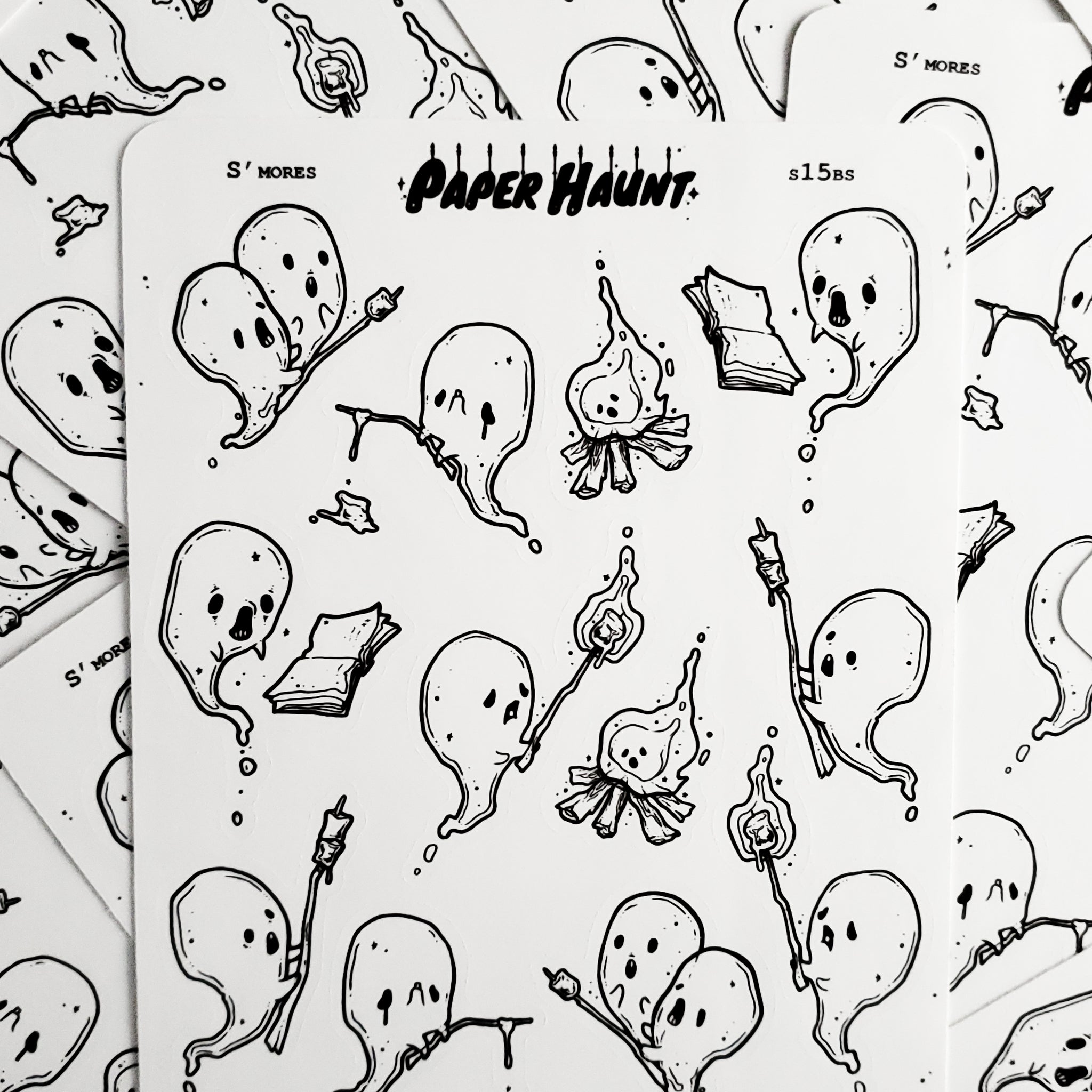 Campfire Tales Ghost sticker sheet, spooky cute - Paper Haunt / White Stag Art