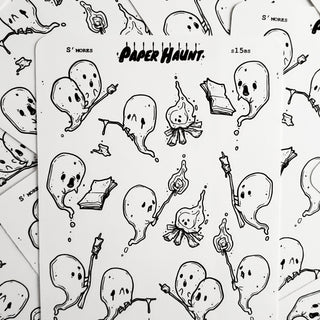 Campfire Tales Ghost sticker sheet, spooky cute - Paper Haunt / White Stag Art