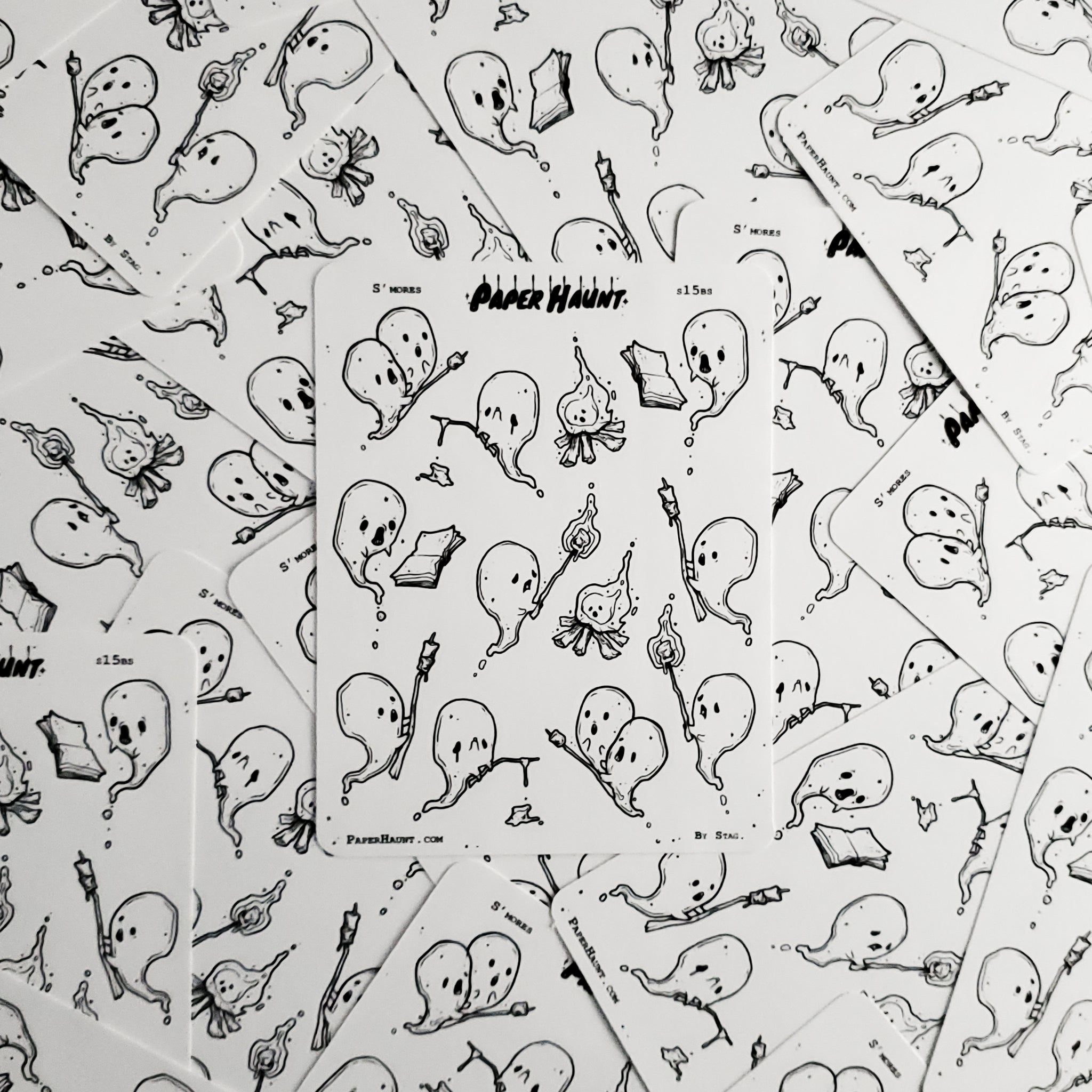 Campfire Tales Ghost sticker sheet, spooky cute - Paper Haunt / White Stag Art