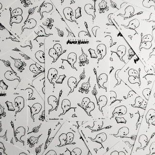 Campfire Tales Ghost sticker sheet, spooky cute - Paper Haunt / White Stag Art