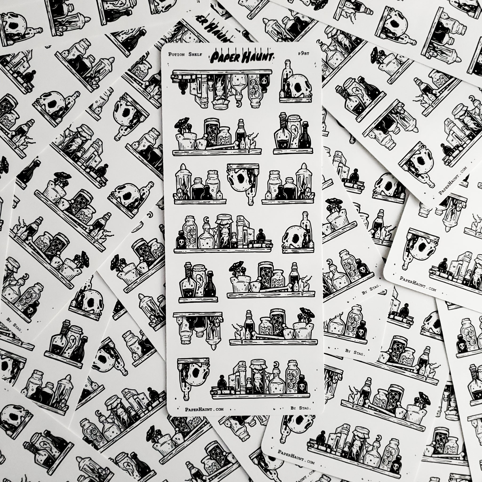 Potion Shelf STICKER sheet - Paper Haunt / White Stag Art