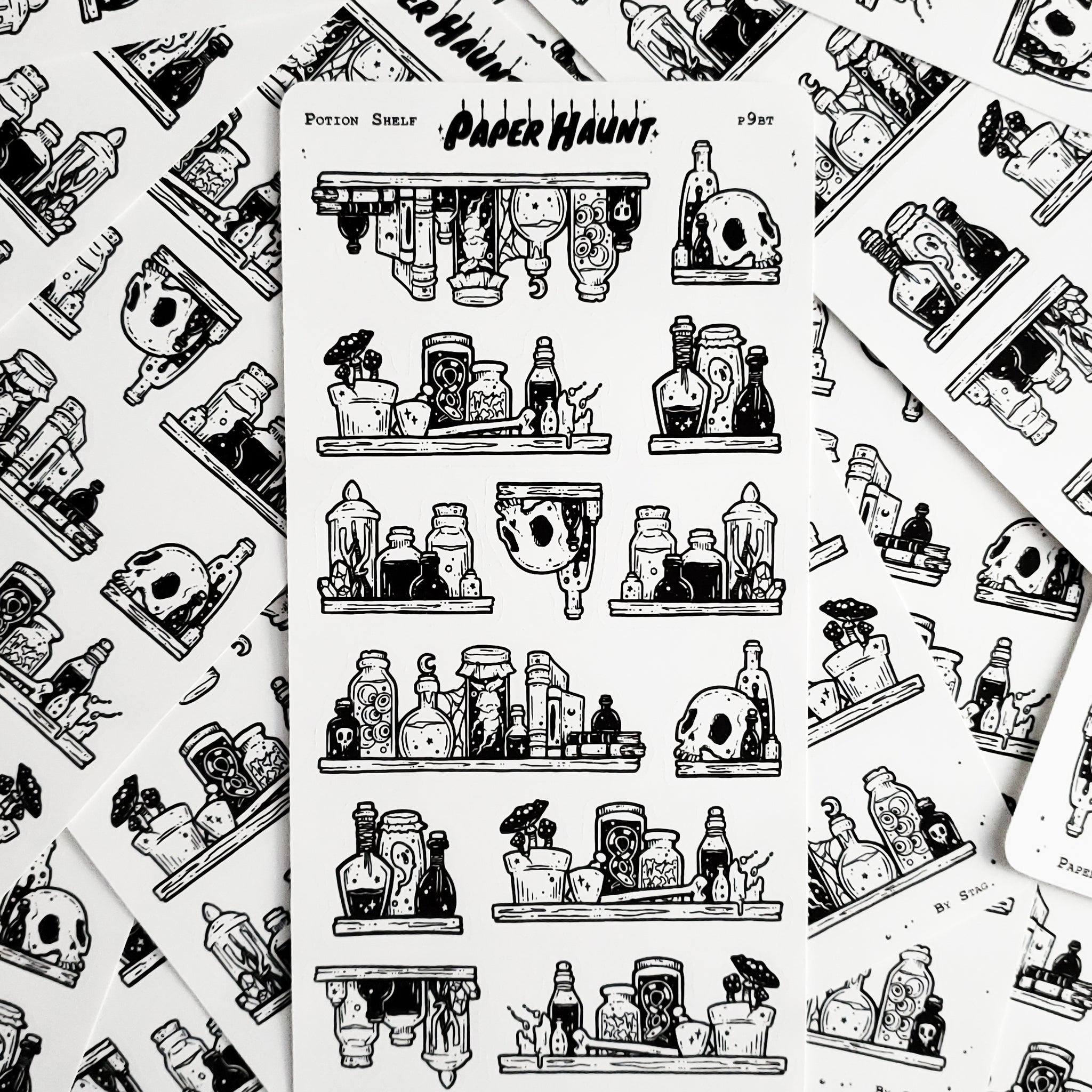 Potion Shelf STICKER sheet - Paper Haunt / White Stag Art