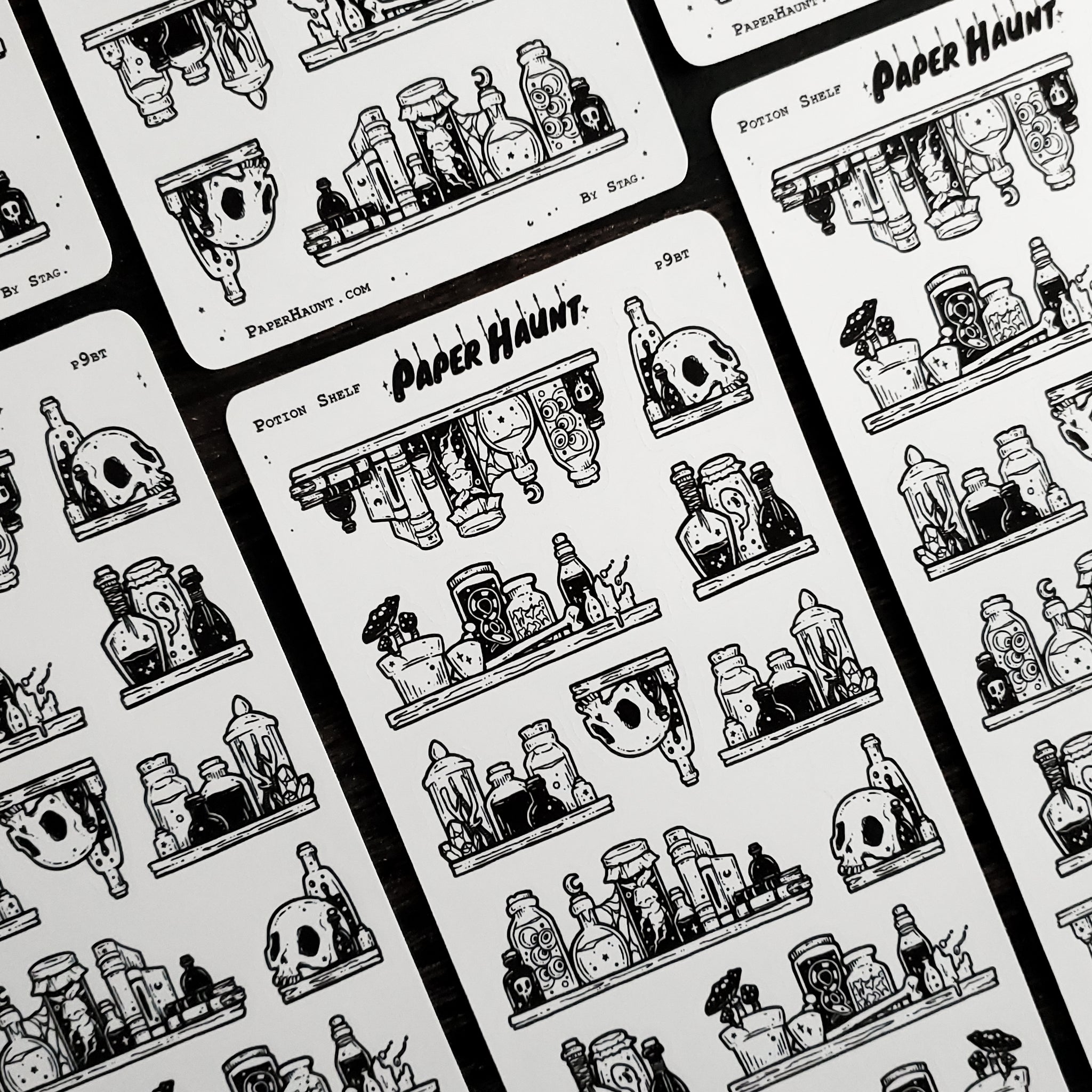 Potion Shelf STICKER sheet - Paper Haunt / White Stag Art