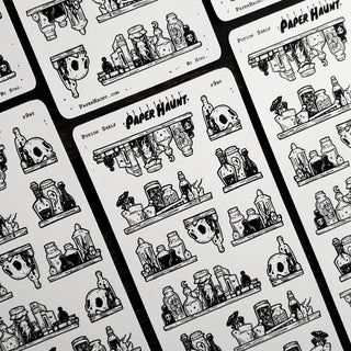 Potion Shelf STICKER sheet - Paper Haunt / White Stag Art