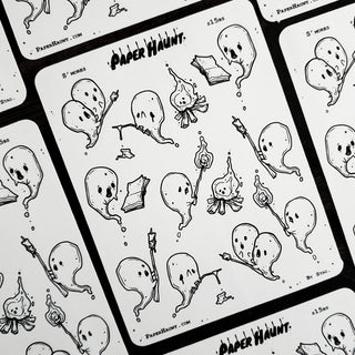 Campfire Tales Ghost sticker sheet, spooky cute - Paper Haunt / White Stag Art